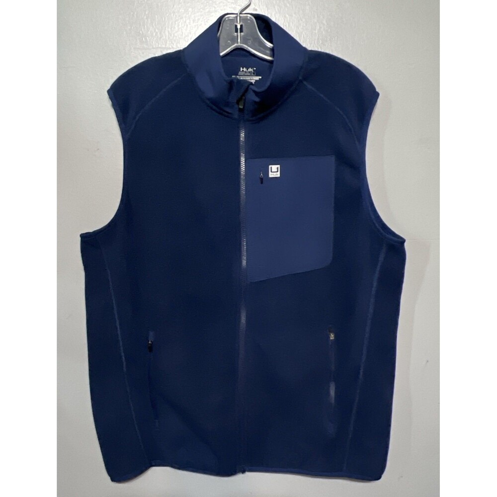 HUK Coastline Fishing Vest Men's Large Navy Blue Performance Utility Angler
